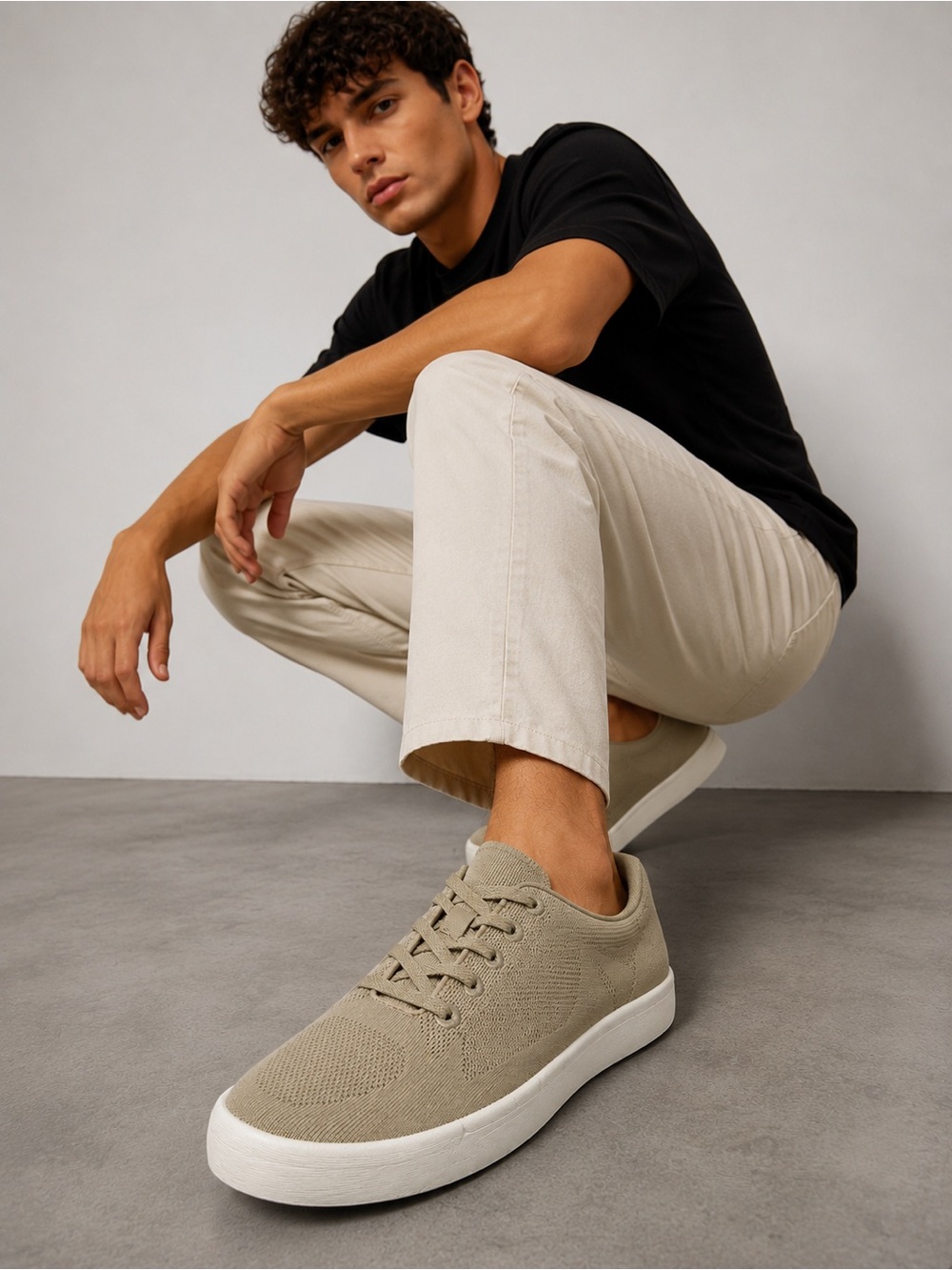 George Men’s Knit Casual Sneakers Beige/Tan Size 9.5 NWT Lightweight